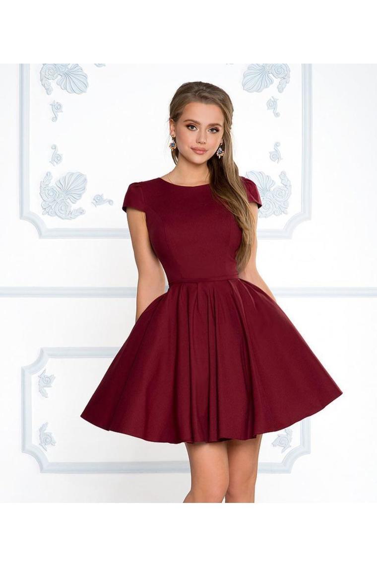 Short Sleeves Short Graduation Homecoming Formal Dresses Scoop A Line