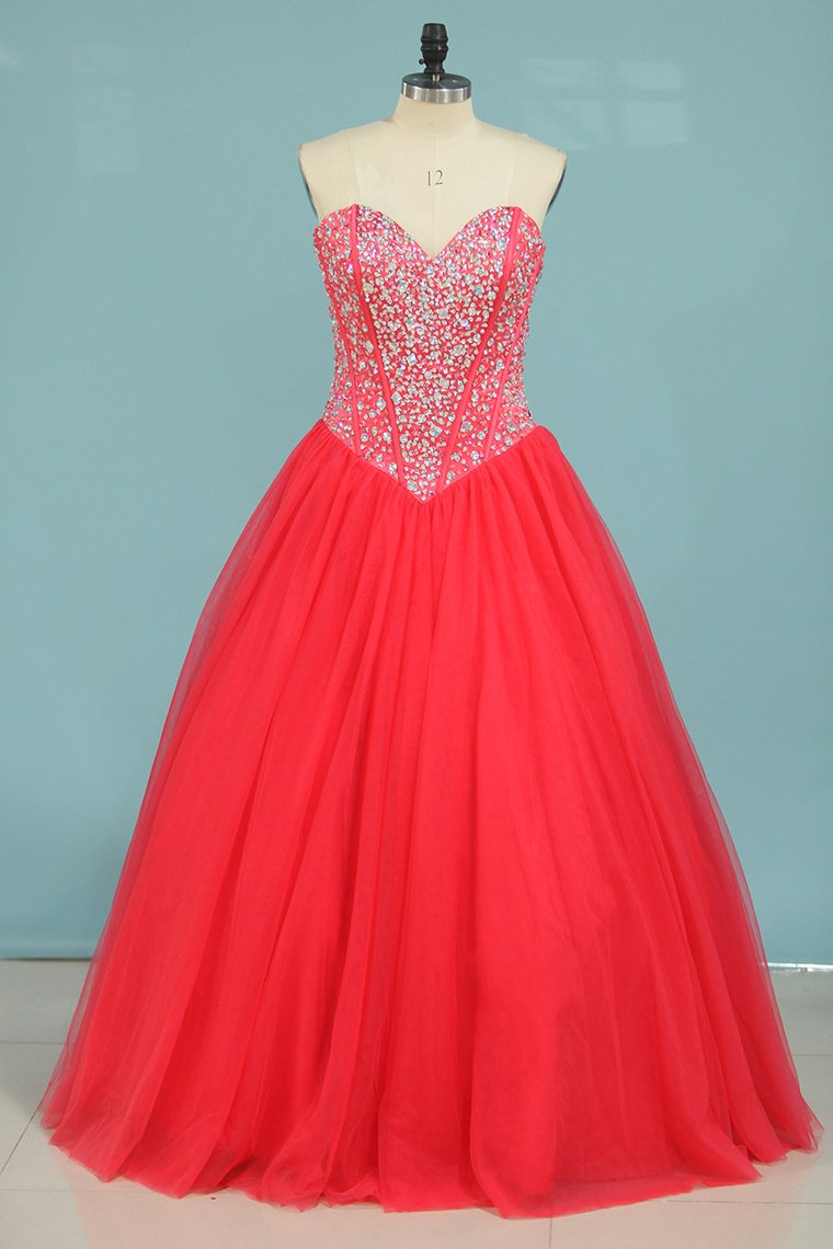 Ball Gown Sweetheart Floor Length Quinceanera Dresses Beaded Bodice