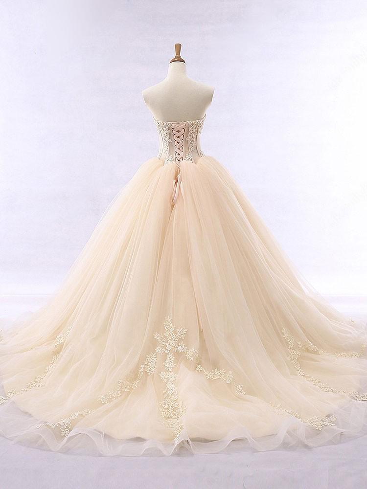 Chic Ball Gowns Strapless Sweetheart Tulle Lace up Modest Cheap Lace Long Prom Dresses WK326