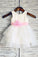Ball Gown Scoop Neck Tulle Ivory Elastic Woven Satin Short Mini Tiered Flower Girl Dresses WK735