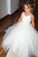 A Line Spaghetti Straps Lace Top Ivory Tulle Flower Girl Dresses For Wedding Party WK773