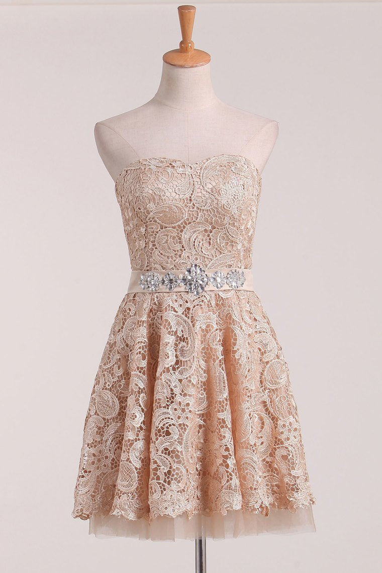 New Arrival Sweetheart Homecoming Dresses A Line Lace With Beading