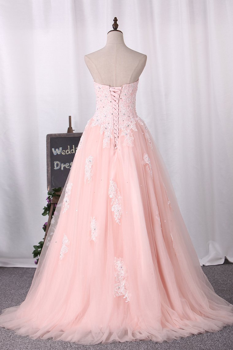 Quinceanera Dresses Ball Gown Sweetheart With Applique Tulle Sweep/Brush Train