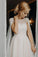 A Line Beaded Chiffon Cap Sleeves Boho Wedding Dresses Beach Wedding Dress with Pearls W1009