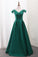 Satin Prom Dresses A Line Off The Shoulder With Beading New Arrival