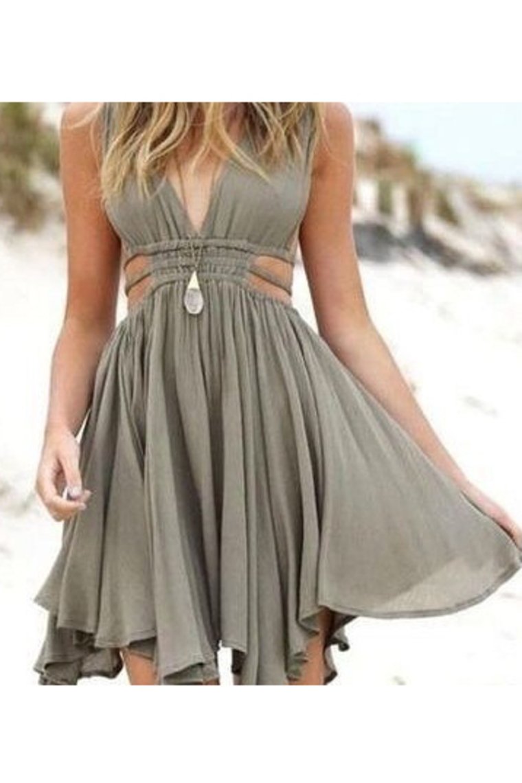 V Neck A Line Open Back Short/Mini Homecoming Dress With Ruffles