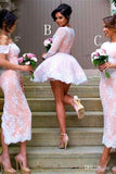 Beautiful Ivroy And Pink Lace Bridesmaid Dresses Prom Dresses Homecoming Dresses