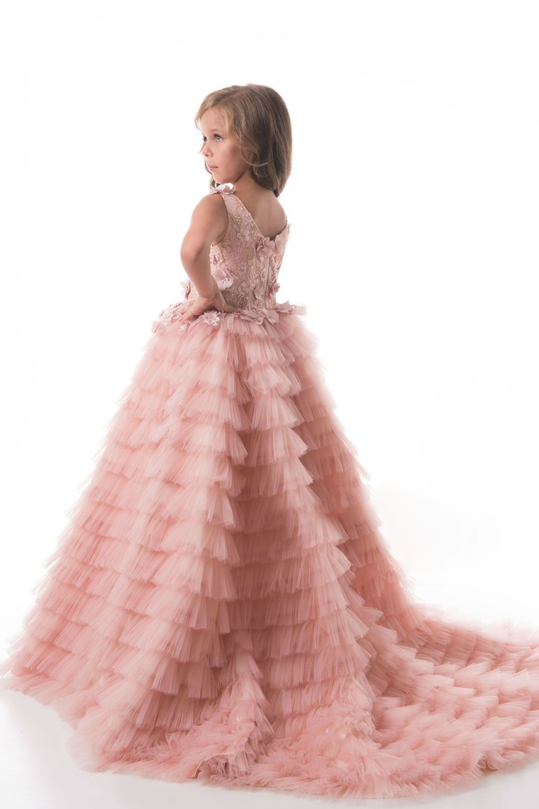 Scoop Flower Girl Dresses A Line Tulle With Handmade Flowers And Beads