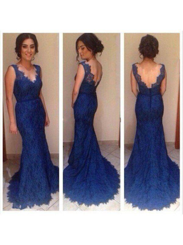 blue prom dress long lace prom dress mermaid prom dress charming evening gown 2022 WK112