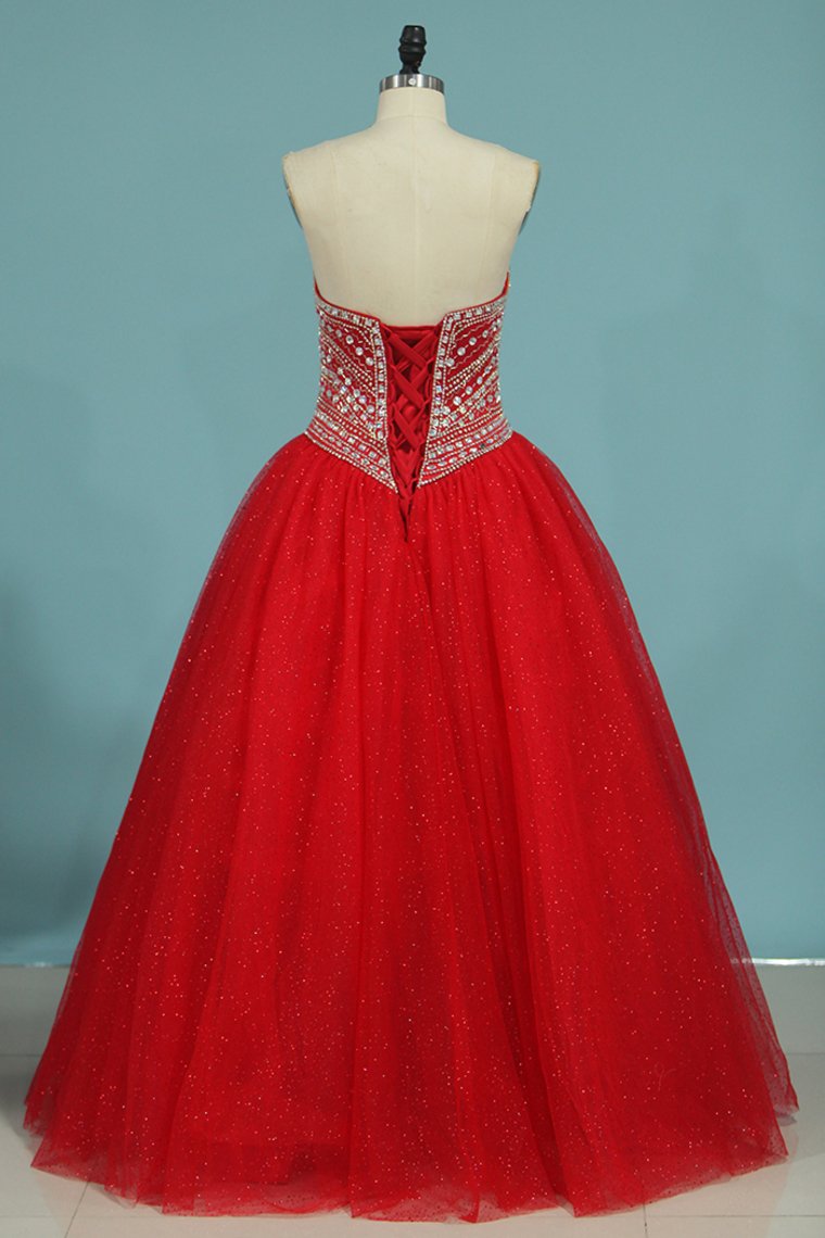 New Arrival Sweetheart Quinceanera Dresses Ball Gown Tulle With Beads