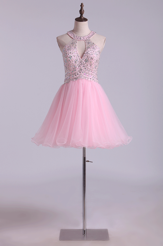 Homecoming Dresses Scoop A Line Tulle With Beads