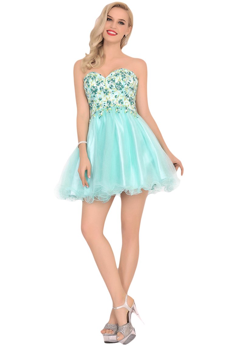 Homecoming Dresses A-Line Boat Neck Short/Mini Beaded Bodice Tulle