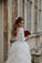 A-Line Ivory Sweep Train Tulle Long Sleeves Long Beach Wedding Dresses with Ruffles WK898