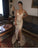 Sexy V Neck Sequins Side Slit Rose Gold Prom Dresses Long Mermaid Formal Dress WK540