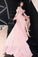 Spaghetti Straps Simple Pink Chiffon Long Prom Dress A Line Evening Dress with Ruffle WK981