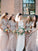 A Line Long Cheap Chiffon V Neck Beads Sparkly Short Sleeve Bridesmaid Dresses WK284