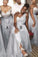 A Line Sweetheart Grey Beading One Shoulder Bridesmaid Dresses WK282