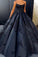 Ball Gown Spaghetti Straps Navy Blue Vintage Cheap Long Prom Quinceanera Dresses WK113