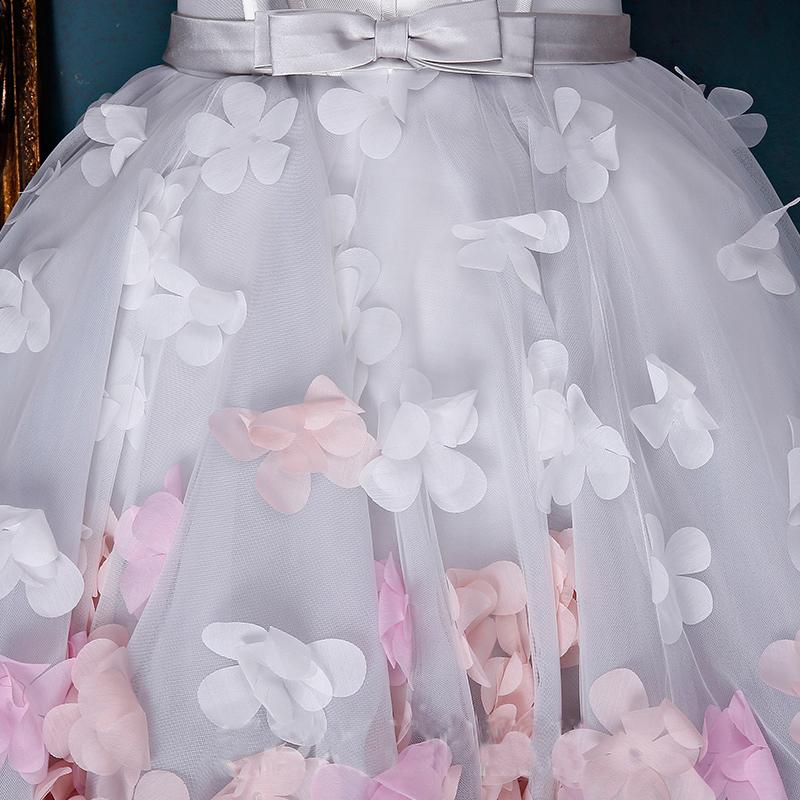 Charming Sweetheart Flowers Strapless Tulle Asymmetry Prom Dresses Wedding Dresses WK259