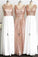 A Line Gliiter Rose Gold Sequins White Chiffon Long Bridesmaid Dresses Prom Dress WK583