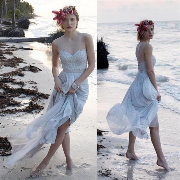 2022 Beach Unique New Design Beautiful Chiffon Wedding Dress Evening Prom Dress