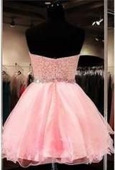 2022 Lace Short Blush Pink Strapless Sweetheart Sweet 16 Dress Homecoming Dresses WK28