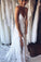 A-Line V-Neck Criss-Cross Straps Backless Court Train Lace Slit Beach Wedding Dress WK356