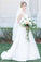 A-Line Sweetheart Court Train Sleeveless White Wedding Dress with Lace Beading WK94