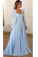 Blue Long Sleeves Sweetheart Prom Dresses A Line Long Evening Dresses WK307