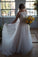 A-Line Round Neck Ivory Sweep Train Tulle Halter Wedding Dress with Lace WK786