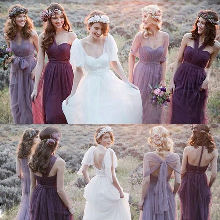 Convertiable Mismatched Tulle Long Elegant Cheap Charming Bridesmaid Dresses WK670