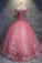 Ball Gown Off-the-Shoulder Watermelon Tulle Sweetheart Cheap Wedding Dresses with Appliques WK271