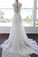 A-line Spaghetti Strap White Lace Chiffon Sweetheart Backless Beach Wedding Dresses WK881