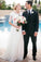A Line Half Sleeve Ivory Lace with Satin Round Neck Beads Button Cheap Wedding Dresses WK146