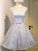 Cute Silver A Line See Through Scoop Organza Top Cheap Lace up Homecoming Dresses WK866