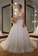 Gorgeous V Neck Open Back Cap Sleeves With Lace Appliques Long Wedding Dresses