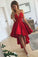 Simple Red Spaghetti Straps High Low A Line Homecoming Dresses