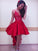 Simple Red Spaghetti Straps High Low A Line Homecoming Dresses