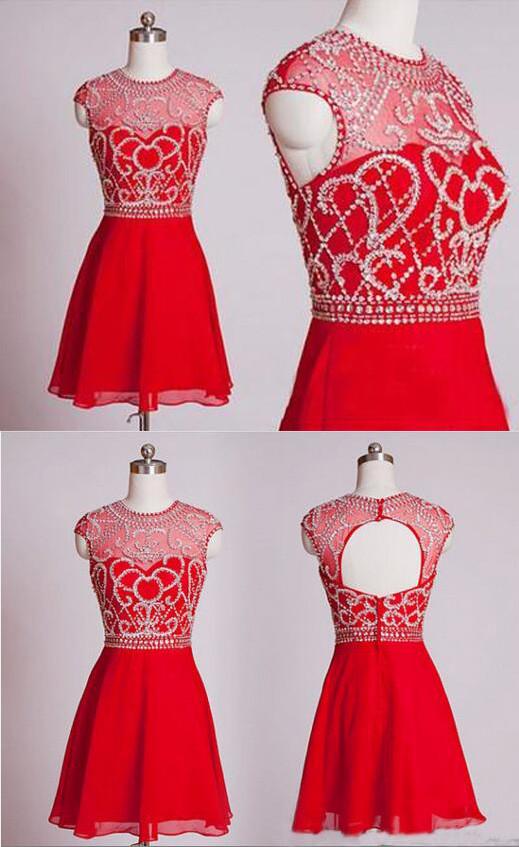 Red Short Homecoming Dresses Homecoming Gown Party Dress Sparkle Prom Gown WK916