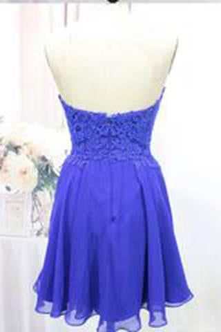 Tulle Lace Homecoming Dress Royal Blue Fitted Homecoming Dress Short Prom Dress WK904
