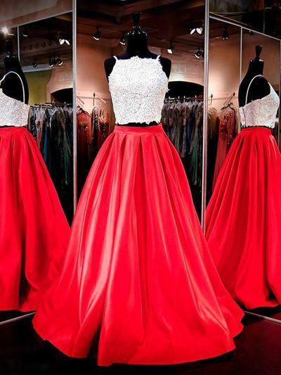 Two-piece Square Neck Red Real Made Prom Dress Sexy Prom Dress for Teens Party Dresses WK114