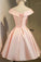 2022 lace up blush elegant Satin homecoming dress cheap pink homecoming dresses WK733