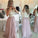 2024 Pink Prom Gowns Lace Evening Dresses Beading Long Beautiful Pink Formal Dress WK754