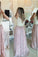 2024 Pink Prom Gowns Lace Evening Dresses Beading Long Beautiful Pink Formal Dress WK754