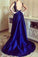 Asymmetrical Appliques Lace High Low Backless Royal Blue High Low Sexy Prom Dresses WK813