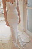 2022 Sexy Spaghetti Straps White Mermaid Custom Made Prom Party Dress Wedding Dress WK760