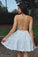 A Line Sweetheart Spaghetti Straps Backless White Lace Appliques Short Homecoming Dresses WK981
