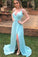 Sexy Spaghetti Strap Side Slit Long Evening Dresses Flowy Long Prom Dresses WK893