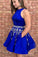 Cute A Line Round Neck Open Back Royal Blue Homecoming Dresses with Beads Pockets WK924