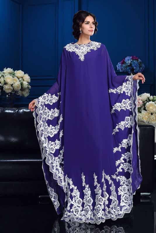 A-Line Princess Scoop Appliques Long Sleeves High Neck Chiffon Mother of the Bride Dresses WK887